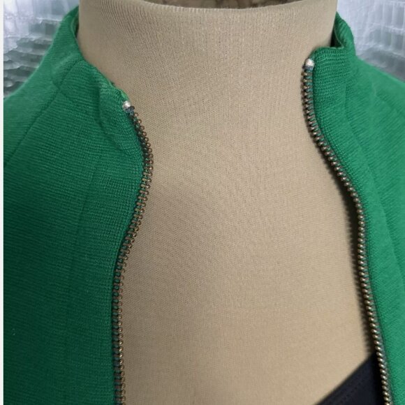 Anne Klein Vintage Emerald Green Zip Up Coat Size 4 - Picture 6 of 16